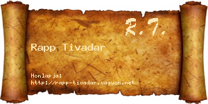 Rapp Tivadar névjegykártya